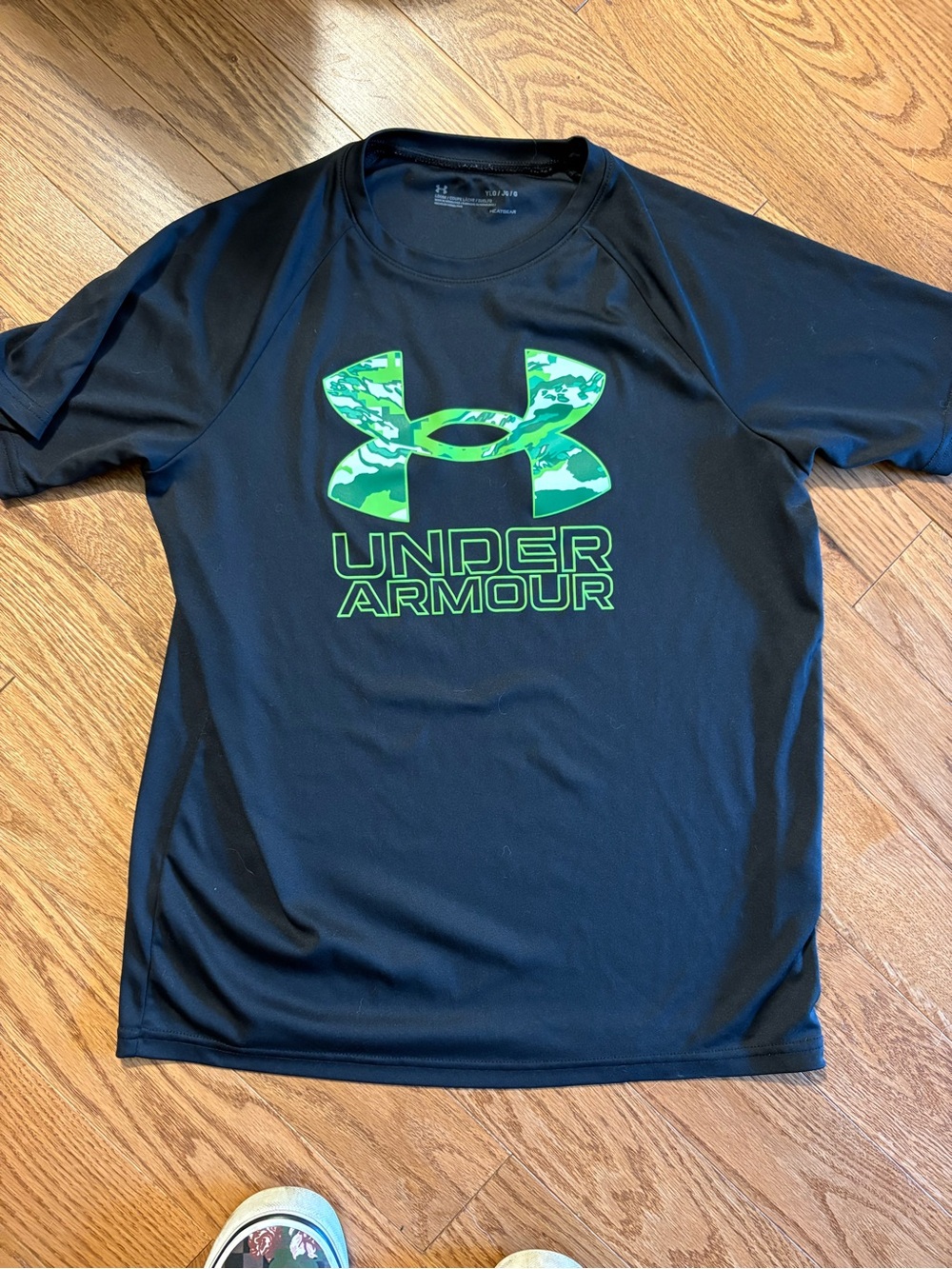 Under Armour Black Short-Sleeve Tee with Green Camo Logo
